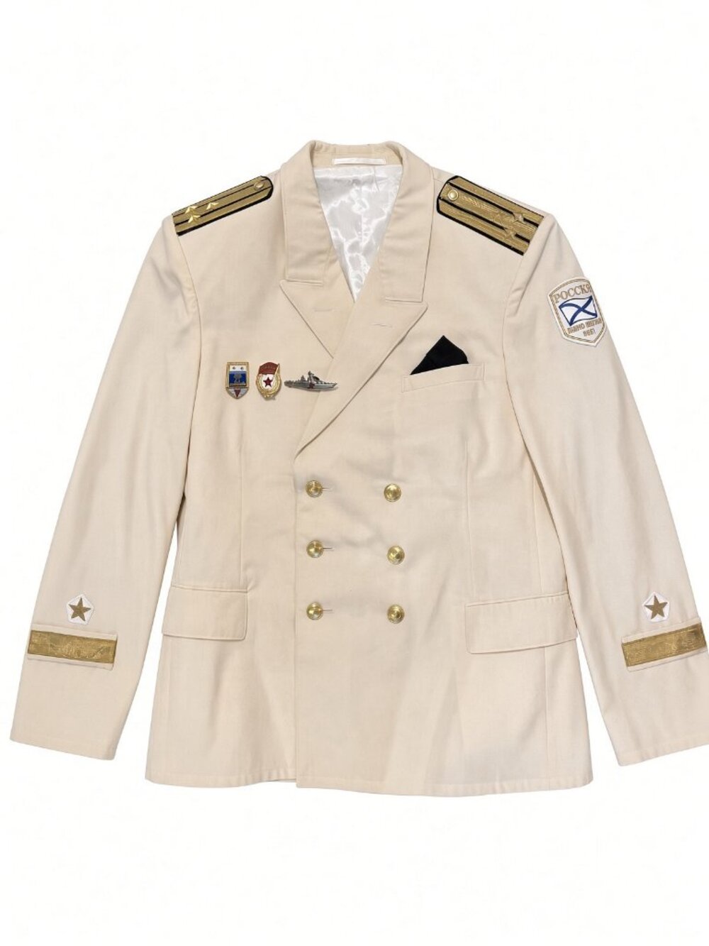 Russian Navy Officer White Jacket Medium VMF Soviet Guards Pins